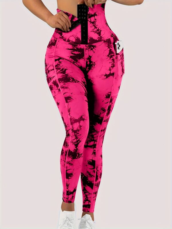 High Waist Tie Dye Tummy Control Leggings, Women's Activewear Wide Waistband Fitness Gym Sports Yoga Workout Running Butt Lifting Tight Pants - Image 4