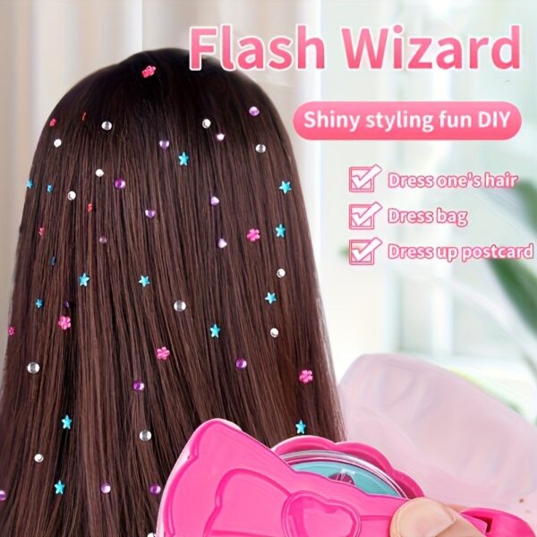 Hair Jewels Stamper DIY Set, Radiance Collection with Glam Styling Tool, Artificial rhinestones, Load Click Glitter Anything, Birthday Halloween Christmas Thanksgiving Day Toy Gift for Girls - Image 6