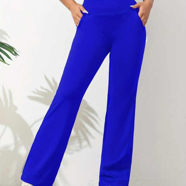 Solid Color Casual Yoga Pants, High Elastic Running Fitness Workout Quick Drying Pants, Women's Activewear - Image 13