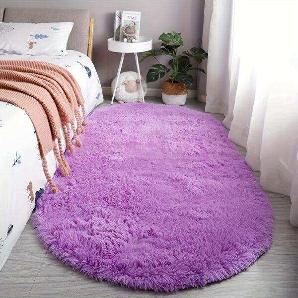 Soft Polyester Plush Oval Area Rug for Bedroom and Living Room - Hand Washable, Perfect for Coffee Table and Doorway Decor - Image 8