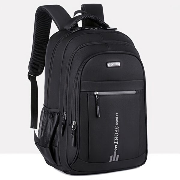 Large Capacity Travel Backpack for Men - Durable Nylon, Adjustable Straps, Multi-Compartment Business and School Bag, Black, Backpack for Travel - Image 3