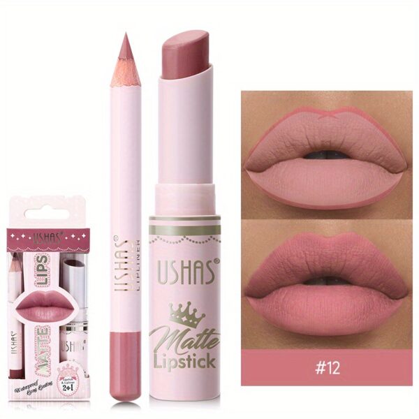 Golden Box Matte Lipstick + Lip Liner Lasting Waterproof Nude Lipstick 24 Hour Waterproof Velvet Nonstick Cup Lipgloss Lip Stain Pigmented Lip Makeup Valentine's Day Gifts - Image 33
