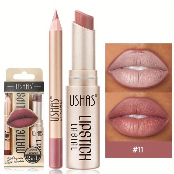 Golden Box Matte Lipstick + Lip Liner Lasting Waterproof Nude Lipstick 24 Hour Waterproof Velvet Nonstick Cup Lipgloss Lip Stain Pigmented Lip Makeup Valentine's Day Gifts - Image 11