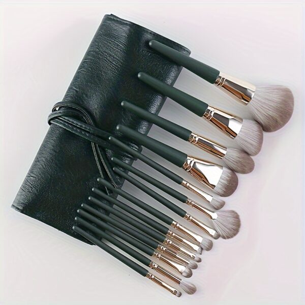 14pc Luxurious Plush Makeup Brush Set - Soft, Gentle, and High-Quality Nylon Bristles for Flawless Foundation, Contouring, Blending, and Eye Detailing - Ideal for All Skin Types, Cruelty-Free, and Unscented - Image 4