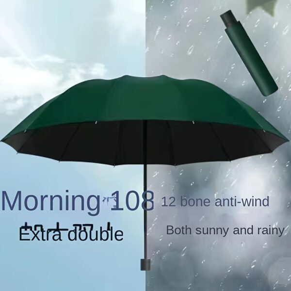 Extra Large 12 Ribs Windproof Waterproof Folding Umbrella For Business Men's & Women's Travel, Reinforcement Umbrella For Both Rainy And Sunny Day For Students - Image 10