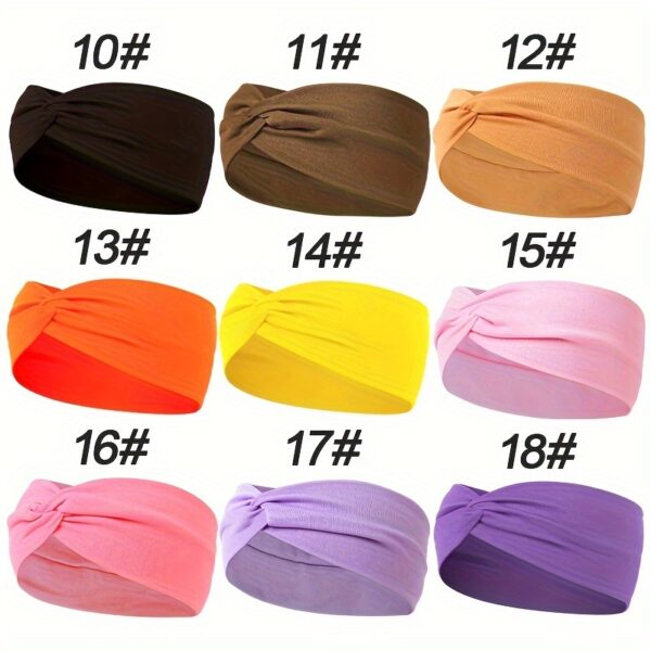 1pcs Solid Color Headband Twist Knotted Hair Band Elastic Hair Band Non Slip Sweat Band Headwear - Image 4