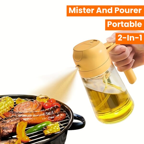 1pc Portable Oil Sprayer And Dispenser 2-In-1, Olive Oil Mister And Pourer, 470ML Plastic Kitchen Oil Spray Bottle for Cooking, BBQ, Air Fryer, Baking, Salad - Image 20