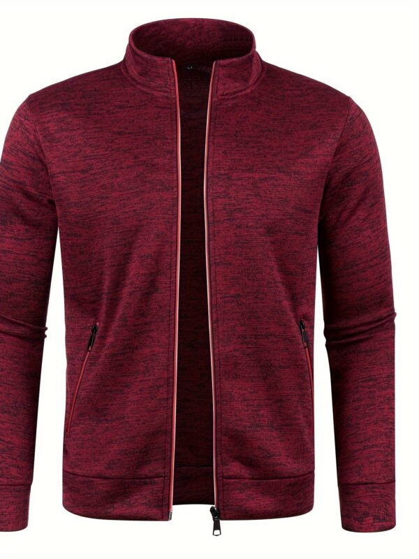 [Full Zip Up Cardigan Sweater] Elegant Mid Stretch Cardigan, Men's Casual Full Zip Up Cardigan Sweater Coat For Fall Winter - Image 5