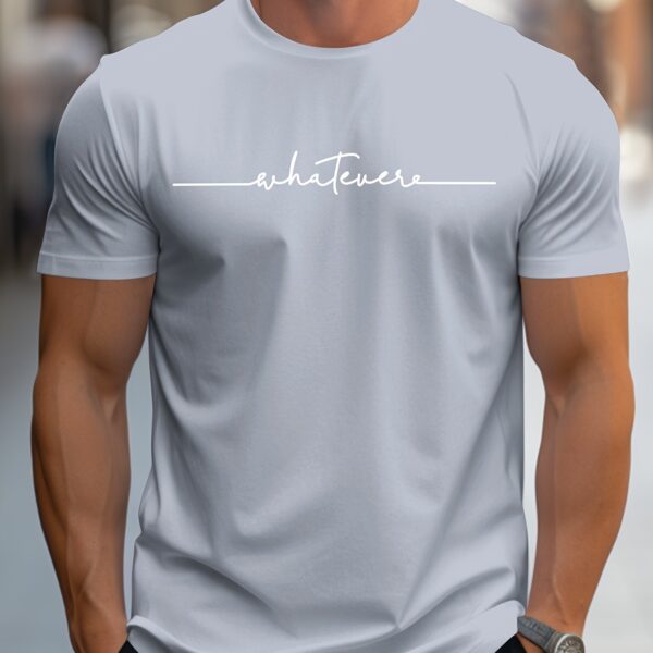 MBDMBD Men's Fashionable Summer Short Sleeve Crew Neck Sports T-shirt, Comfortable And Versatile Tops With Black Line Alphabet Whatever Print - Image 12