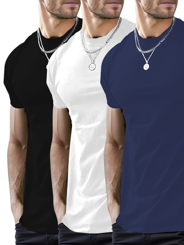 Solid Color Men's Round Neck Short Sleeve Tee Fashion Regular Fit T-Shirt Top For Spring Summer Holiday - Image 7