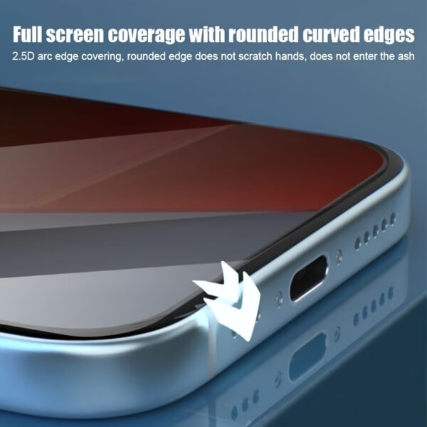 5pcs Full Cover Privacy Screen Protector for iPhone 16/15/14/13/12/11/16 Pro Max/15 Pro Max/Plus/Mini/X/XS/XR/XS Max, 9H Tempered Glass Film, Dynamic Island Compatible, Anti-Scratch, Anti-Fingerprint, Case Friendly, Glossy Screen Surface, Dust Proof Speak - Image 6