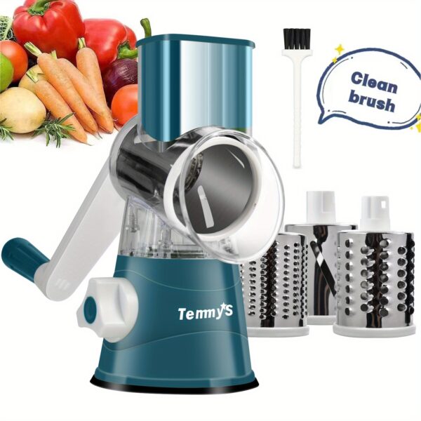 Cheese Grater, Kitchen Mandoline Vegetable Slicer With 7.62 Cmterchangeable Blades, Easy To Clean Rotary Grater Slicer For Fruit, Grinder For Potato, Carrot, Nuts - Image 12