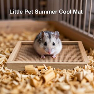 1-Pack Summer Hamster Cooling Mat, Dutch Pig Golden Bear Ice Nest, Bamboo Weave Square Bedding for Hamsters, Soft & Breathable, Non-Assembled, Perfect for Small Pets
