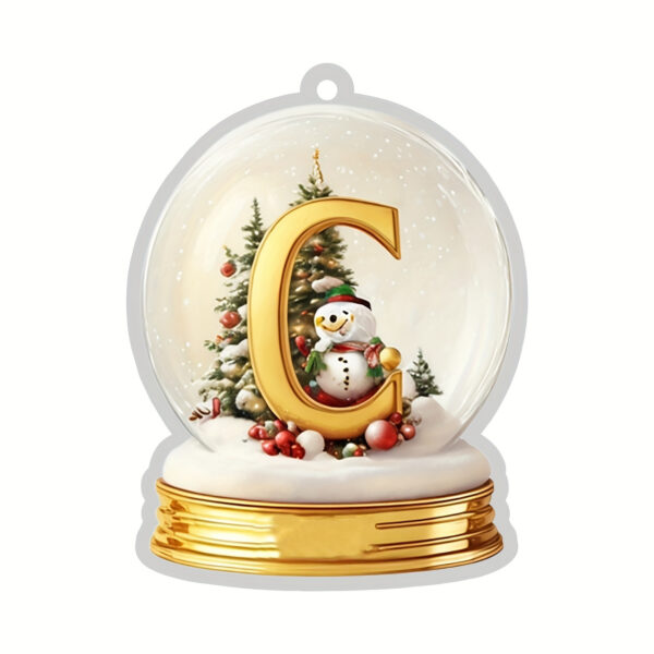 Acrylic Crystal Globe Christmas Ornament with Snowman Figurine - Hanging Alphabet Letters A-Z, Art Deco Style, Thanksgiving & Christmas Tree Decor, No Battery Required - Image 7
