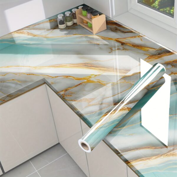 1 Roll Marble Self-Adhesive Wallpaper - Waterproof & Oil-Proof, Easy to Apply for Kitchen & Bathroom Renovation - Image 25