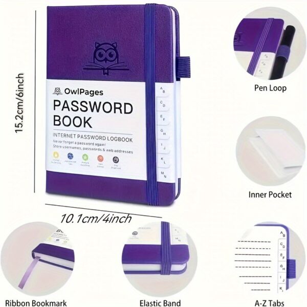 Password Book With Alphabetical Tabs. Hardcover Password Keeper Notebooks For Seniors, Internet Password Logbook Journal, Address Organizer For Computer & Website Logins, Pocket Size - Image 2