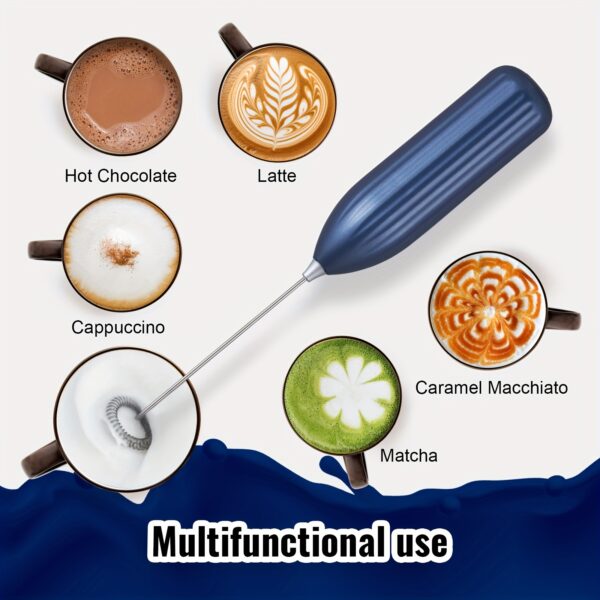 Lalayuan Electric Milk Frother, Mini Milk Foamer, Battery OperatedNot Included Stainless Steel Drink Mixer, Handheld Electric Whisk For Coffee, Latte, Cappuccino, Chocolate, Matcha, Foam Maker, Electric Wireless Blender Mini Coffee Maker, Hand Mixer - Image 2