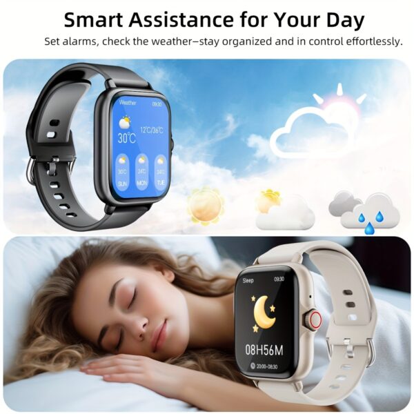 DESERTCAT Smart Watch, 1.83" Full Touch Screen, Activity Tracker with Call & Message Functions, Pedometer, Multiple Sports Modes, Compatible with iOS/Android Devices, Simple Style, Silicone Strap, Alloy Case, Ideal Gift for Any Occasion, Smart Watch for A - Image 14