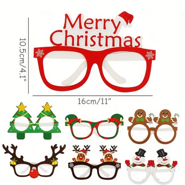 9 Pairs Santa Claus Christmas Tree Elk Paper Glasses, Frame Christmas Glasses, Photo Props, Christmas Decoration - Image 3