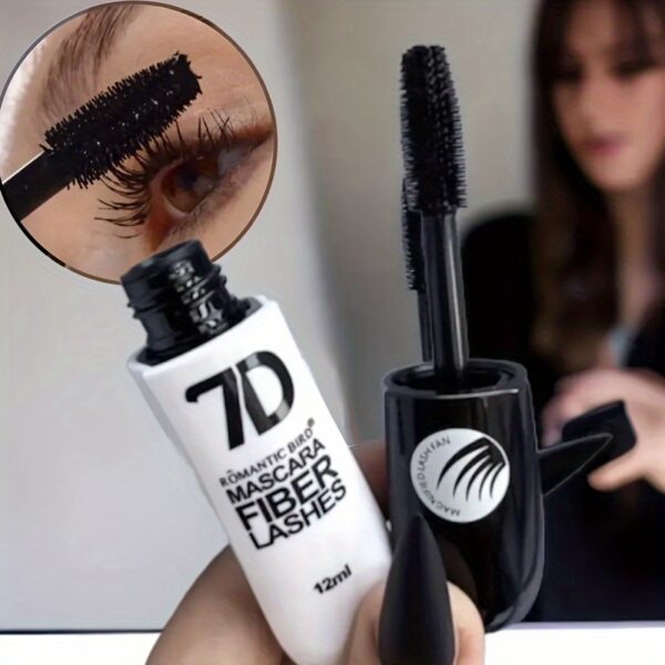 Lengthening 7D Silk Fiber Mascara with 4D Volume - Waterproof, Long-Lasting, Talc-Free, for All Skin Types, Black