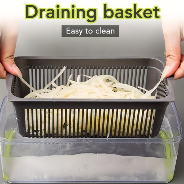 6/16pcs/Set, Vegetable Chopper, Multifunctional Fruit Slicer, Manual Food Grater, Vegetable Slicer, Cutter With Container, Onion Mincer Chopper, Household Potato Shredder, Kitchen Stuff, Kitchen Gadgets, Dorm Essentials - Image 11