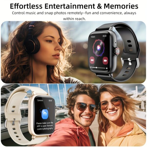 DESERTCAT Smart Watch, 1.83" Full Touch Screen, Activity Tracker with Call & Message Functions, Pedometer, Multiple Sports Modes, Compatible with iOS/Android Devices, Simple Style, Silicone Strap, Alloy Case, Ideal Gift for Any Occasion, Smart Watch for A - Image 15