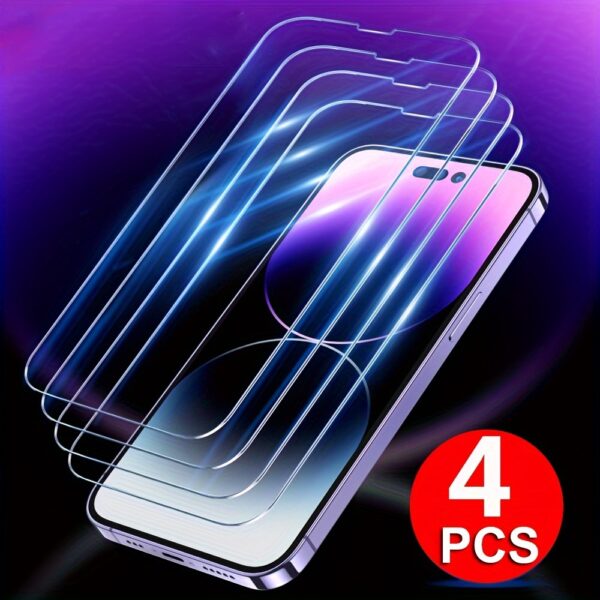 iPhone HD Tempered Glass Screen Protection - 4pcs for 11 12 13 14 15 Pro Max 14 15 Plus - Protective Glass Film - Image 3