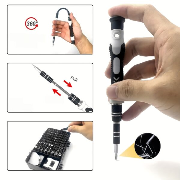 115-in-1 Precision Screwdriver Set, 115-in-1 Magnetic Repair Tool Kit, Anti-Slip Portable Tool Kit, Professional Screwdriver Tool Kit, Ergonomic Handle, Small Screwdriver For Mobile Phone, Computer, Watch, Laptop, Macbook, Glasses, Electronics - Image 15