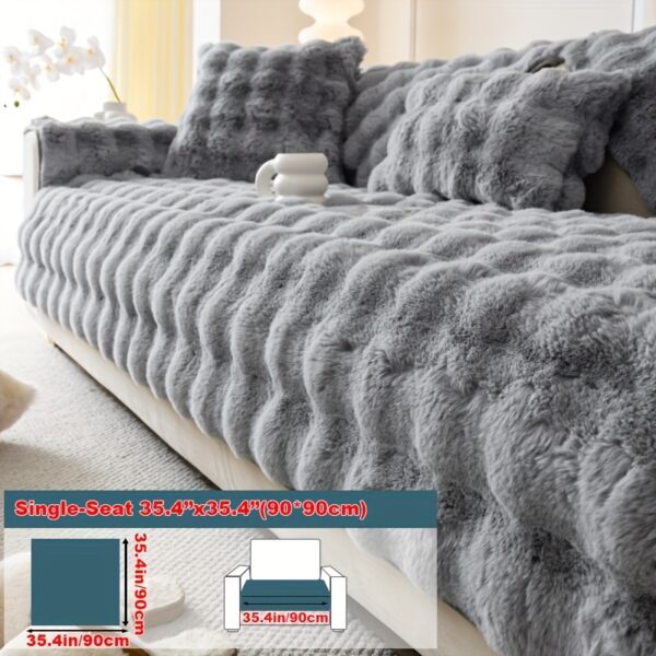 1pc Imitation Rabbit Plush Sofa Cover Winter Warm Thick Plush Soft Sofa Slipcover Pet Favorite Non-slip Protective Couch Cover Furniture Protector For Bedroom Office Living Room Home Decor - Image 30