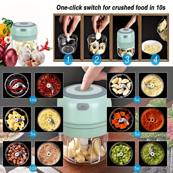 1pc, 250ml Capacity, USB Rechargeable Cooking Machine, Kitchen Garlic Mixer, Small Automatic Cooking Machine, Multi Scene Use Tools, Various Colors, Kitchen Supplies - Image 3