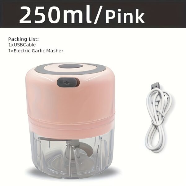 1pc, 250ml Capacity, USB Rechargeable Cooking Machine, Kitchen Garlic Mixer, Small Automatic Cooking Machine, Multi Scene Use Tools, Various Colors, Kitchen Supplies - Image 8