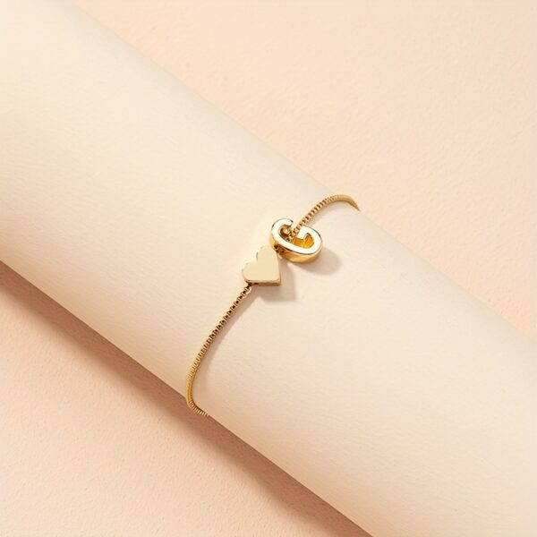 1pc Mini Love Heart Letter Beads Thin Chain Bracelet Simple Minimalist Hand Chain Jewelry - Image 14
