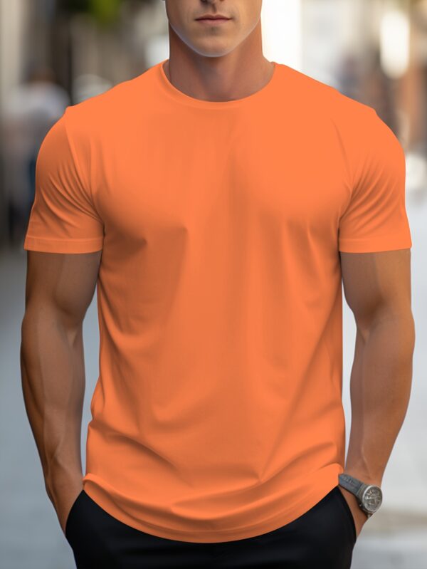 Solid Color Men's Round Neck Short Sleeve Tee Fashion Regular Fit T-Shirt Top For Spring Summer Holiday - Image 6