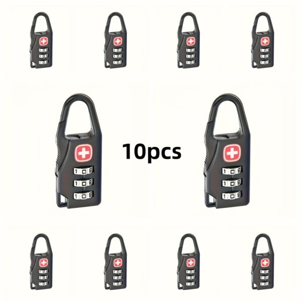 [Anti-Theft Padlock] 1/2/4/6/10pcs Durable Anti-Theft Travel Sentry Approved Mini Padlocks | 3-Digit Password Lock for Luggage, Backpacks, And Suitcases - Universal, Stylish, Easy to Set - Image 5