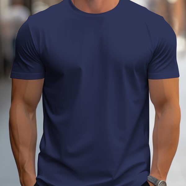 Solid Color Men's Round Neck Short Sleeve Tee Fashion Regular Fit T-Shirt Top For Spring Summer Holiday - Image 14