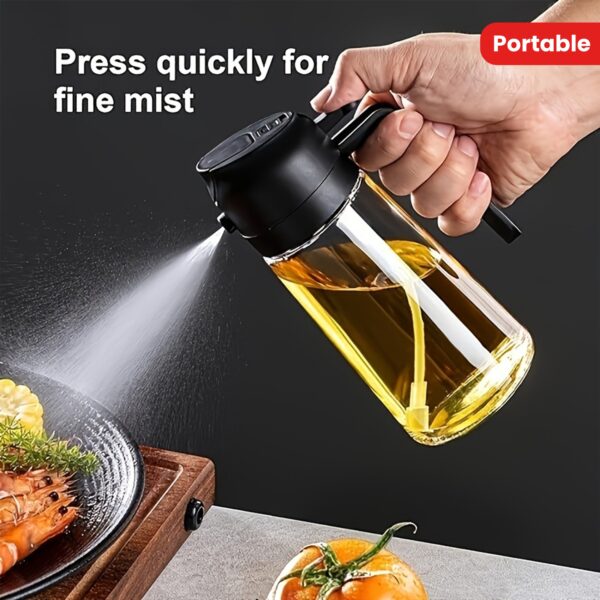 1pc Portable Oil Sprayer And Dispenser 2-In-1, Olive Oil Mister And Pourer, 470ML Plastic Kitchen Oil Spray Bottle for Cooking, BBQ, Air Fryer, Baking, Salad - Image 18