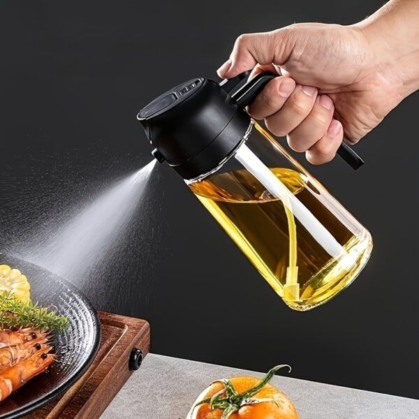 1pc Portable Oil Sprayer And Dispenser 2-In-1, Olive Oil Mister And Pourer, 470ML Plastic Kitchen Oil Spray Bottle for Cooking, BBQ, Air Fryer, Baking, Salad - Image 15