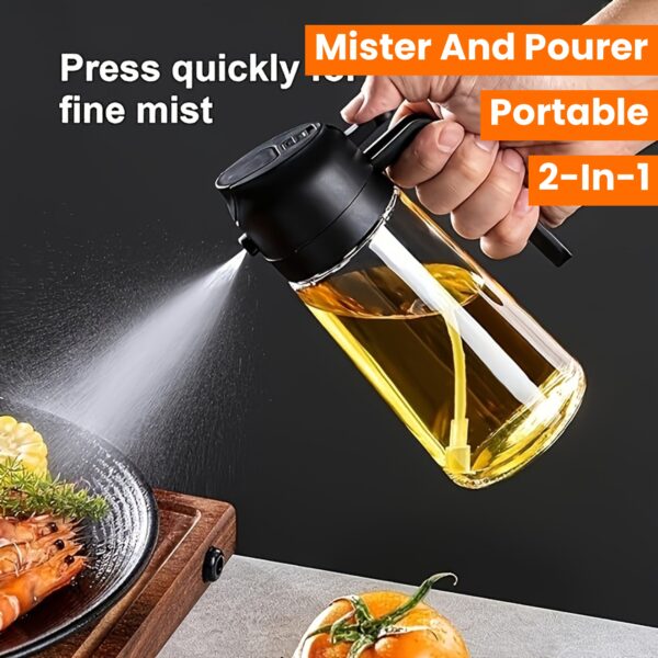 1pc Portable Oil Sprayer And Dispenser 2-In-1, Olive Oil Mister And Pourer, 470ML Plastic Kitchen Oil Spray Bottle for Cooking, BBQ, Air Fryer, Baking, Salad - Image 17