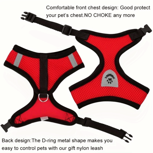 Reflective Pet Harness And Leash Set For Dogs And Cats, Adjustable Puppy Cat Vest Harness With Soft Mesh - Image 4
