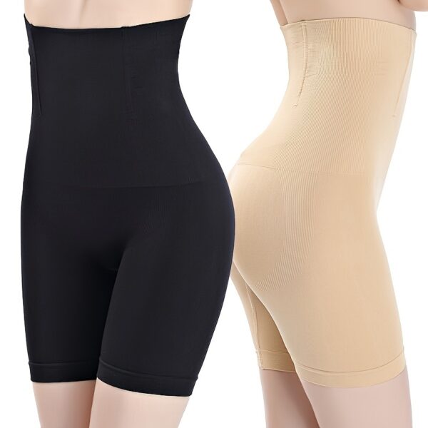 1pc High-Waist Tummy Control Shapewear Shorts for Women - Seamless, Butt Lifting, Comfortable Fit in Black or Beige, Ribbed Texture, Postpartum Support & Fitness Girdle Briefs, Seamless Undergarment|Invisible Waistband|Smooth Seamless Design - Image 3