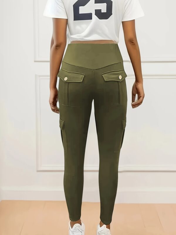 Solid Color Butt Lifting Yoga Leggings With Pockets, Running Sports Tight Pants, Women's Activewear For Fall & Winter - Image 5