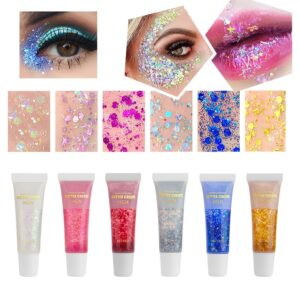 Mermaid Sequins Body Glitter Gel, Make Up Long Lasting Glitter For Body Face Hair Eyeshadow, Music Festival Party Carnival Long Lasting Face Glitter, No Glue Needed And Easy To Remove Halloween Makeup