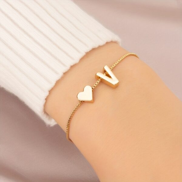 1pc Mini Love Heart Letter Beads Thin Chain Bracelet Simple Minimalist Hand Chain Jewelry - Image 28