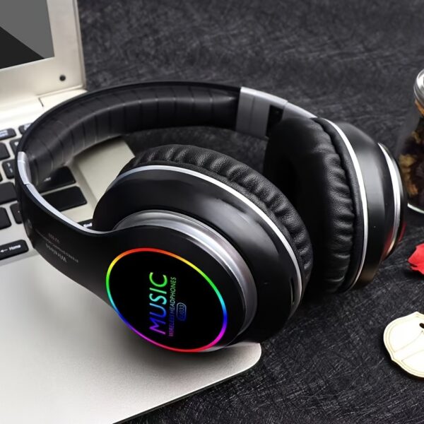 Wireless Gaming Headphones with Deep Bass, Foldable Lightweight Earbuds, 3.5mm Audio Cable Compatible, Push Button Volume Control, Condenser Mic, Non-Waterproof, USB Charging, 200mAh Rechargeable Battery, for Travel Work Laptop PC Cellphone - No Charger I - Image 15