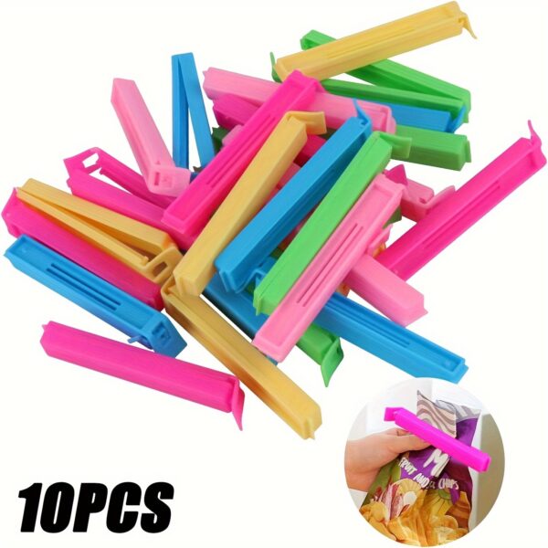 10-Pack Plastic Food Bag Clips, Reusable Moisture-Proof & Dust-Proof Seal Clamps for Snack Bags, Kitchen Storage Organizers & Accessories - Image 5