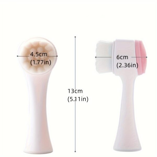 1pc Facial Cleansing Brush, Face Exfoliating Pore Deep Cleansing Brush, Double Side Silicone & Soft Bristle Face Wash Brush, Face Scrubber For Skincare - Image 4