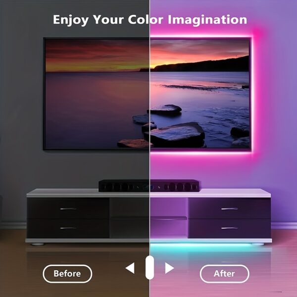 1 Set Flexible Color LED Decorative Strip Light, 24 Key Remote Control 5V USB Power Supply Back Adhesive Edge Lights, Light And Easy To Install, Computer, TV, Cabinet Decoration Eid Al-Adha Mubarak - Image 4