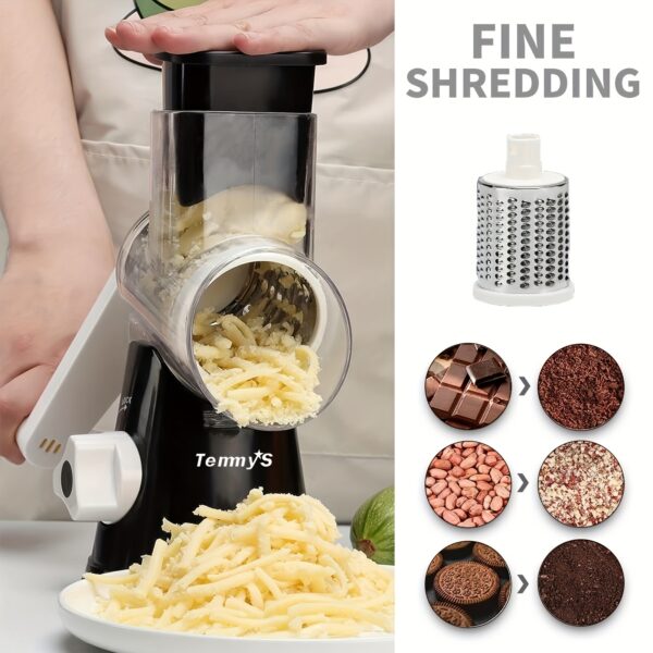 Cheese Grater, Kitchen Mandoline Vegetable Slicer With 7.62 Cmterchangeable Blades, Easy To Clean Rotary Grater Slicer For Fruit, Grinder For Potato, Carrot, Nuts - Image 11