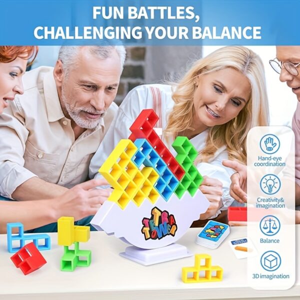 [Fun Balance Toys] Balance Tower Games, Stacking Fun Desktop Toys | Balancing Blocks, Entertaining Party Games | Balance Stacking Toys for Family Games, Gatherings, And Travel - Image 2