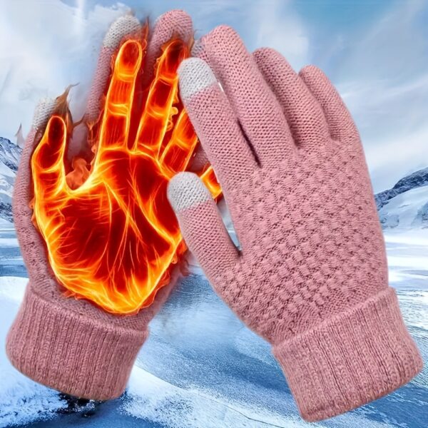 1/2/3 Pairs Knit Thermal Winter Gloves, Solid Color Touch Screen Thickened Sports Gloves For Cycling Hiking - Image 10